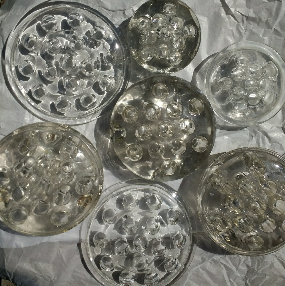 7 -Glass Flower Frogs Paperweights or Pen Holders